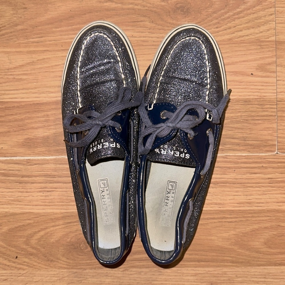 Blue Sparkly Sperry Top Sider W 6.5